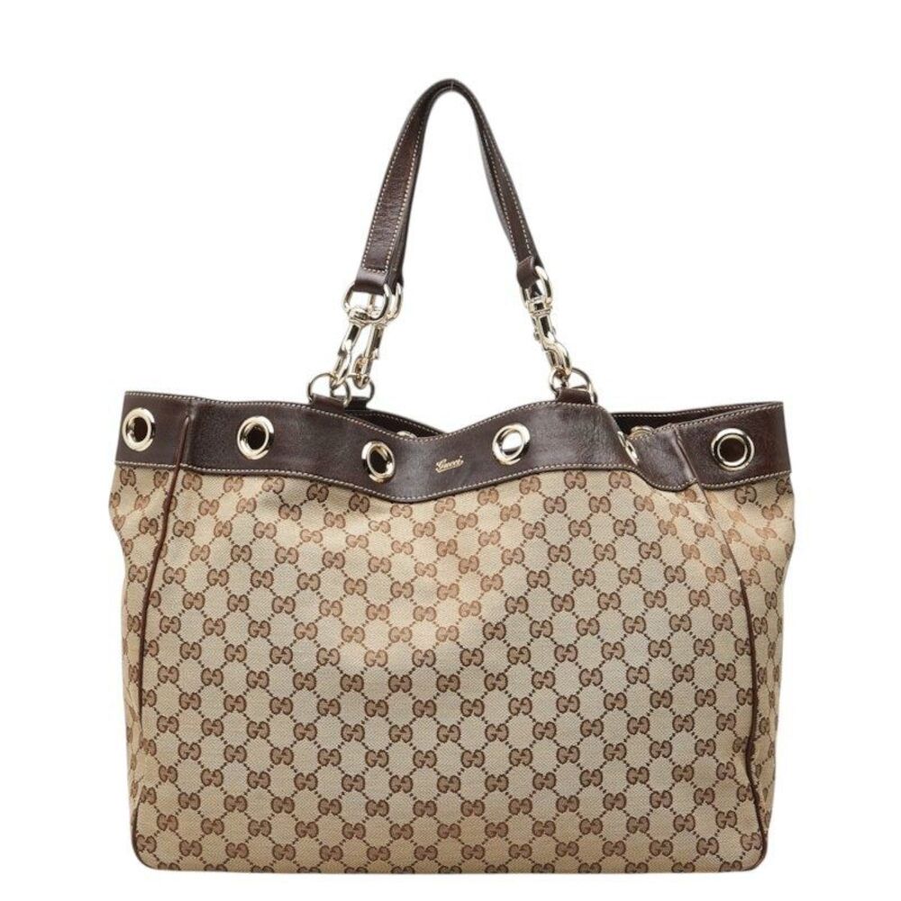Gucci GG Canvas Leather Tote Bag